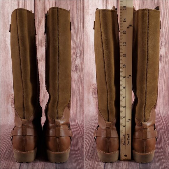 Teva Womens 7.5 De La Vina Dos Tall Boots Brown Leather Zip Waterproof 1017143 - Picture 13 of 15